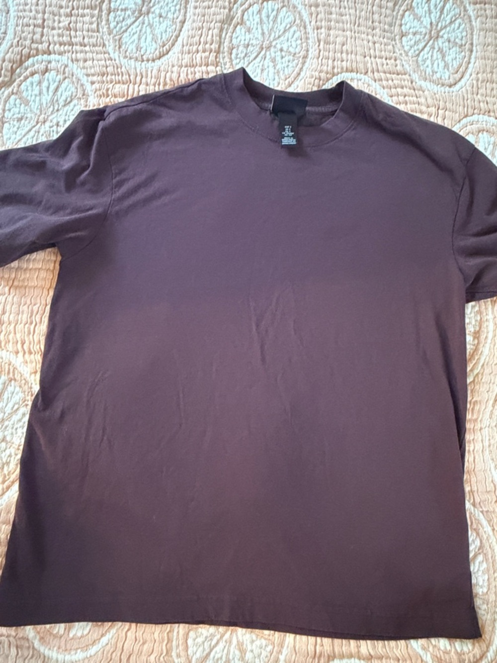 Men's Crew Neck Short Sleeve T-Shirt - Dark burgundy